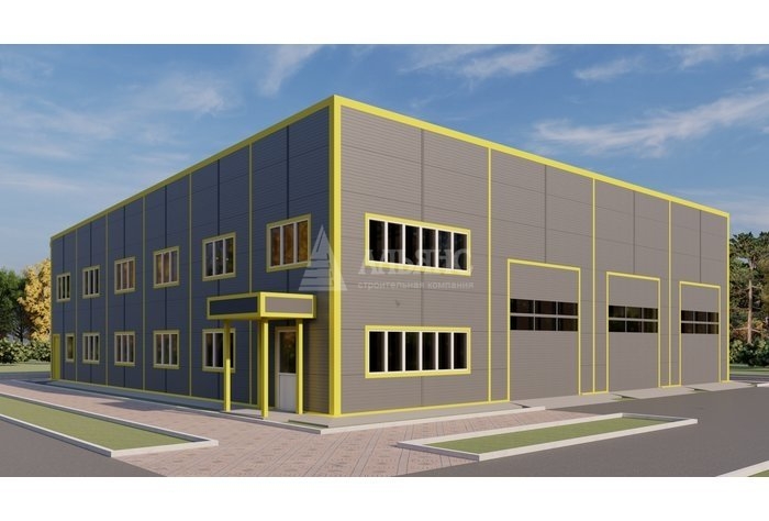 3D визуализация Грузовое СТО из сэндвич-панелей - фото 1