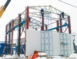 Новоприводинская компрессорная станция ОАО «Газпром» из сэндвич-панелей, построенная компанией Альянс - Новоприводинская компрессорная станция ОАО «Газпром», с.Приводино, Архангельская область